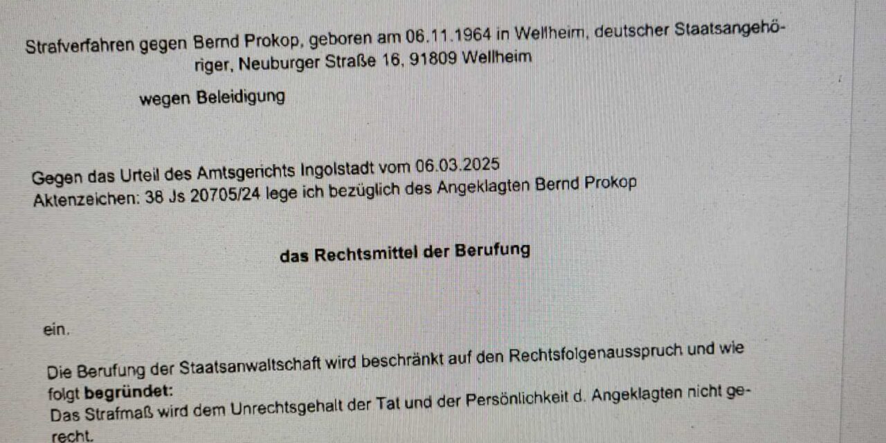 Staatanwaltschaft legt Berufung ein