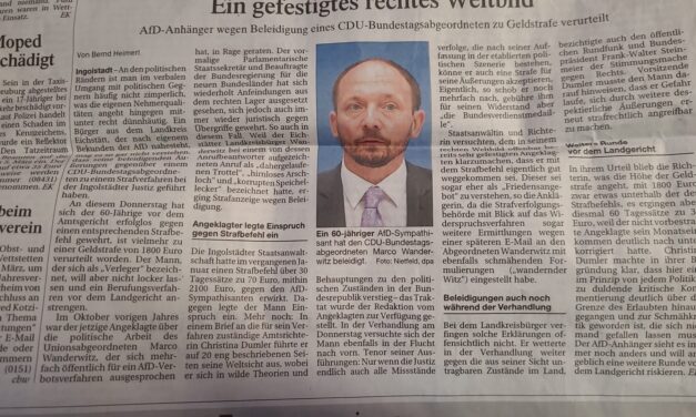 Zeitungsbericht über Verhandlung