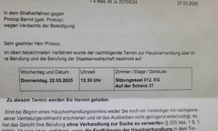 Termin für Berufungsverhandlung
