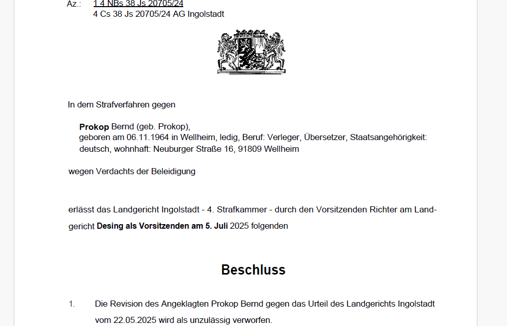 Revision wird abgelehnt