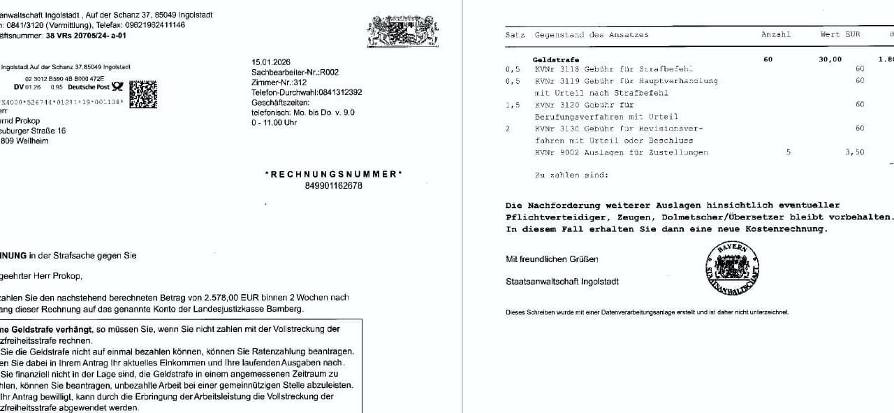 Abschlussrechnung und Antwort darauf