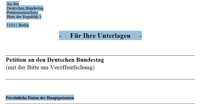 Meine Petition von 2017 zum Thema