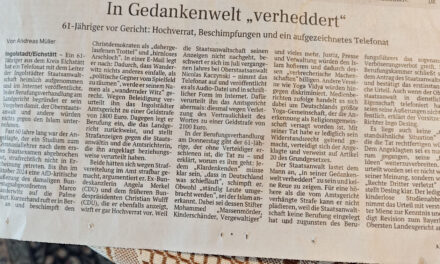 Zeitungsbericht über Verhandlung